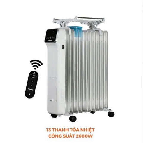 Máy sưởi dầu cảm ứng có remote Nanoco model NOH2614RC ( Công suất 2600W, 3 mức độ nhiệt)