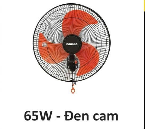 Quạt treo tường Nanoco NWF1822 Màu Đen Cam, 65W