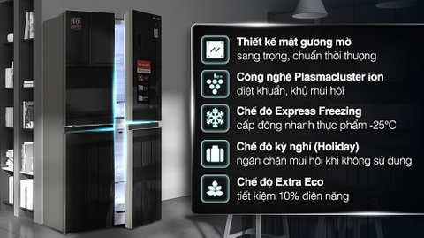 Tủ lạnh Sharp Inverter 401 lít Multi Door SJ-FXP480VG-BK