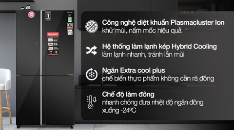 Tủ lạnh Sharp Inverter 572 lít Multi Door SJ-FXP640VG-BK
