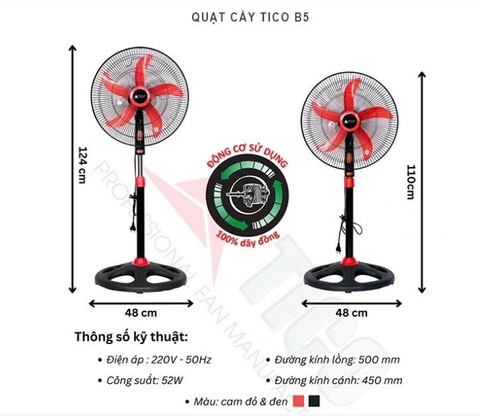 Quạt cây Tico B5 , Sải cánh 45cm I CS 52W