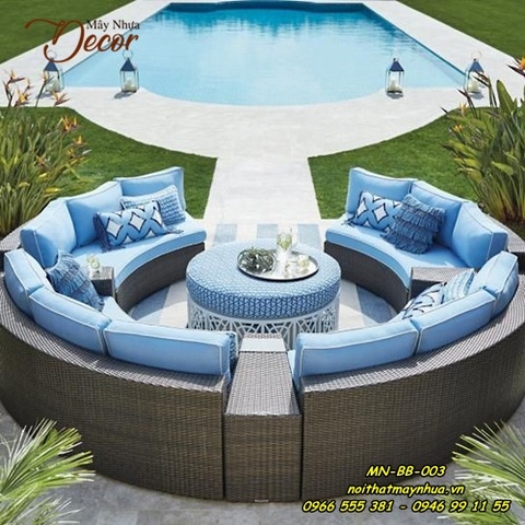 Bàn ghế mây nhựa bể bơi  003