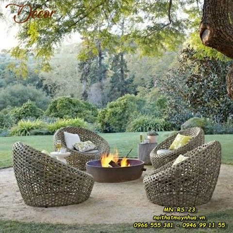 Bàn ghế mây nhựa Resort 023