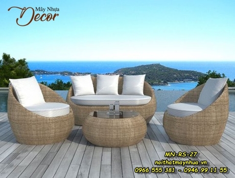 Bàn ghế mây nhựa Resort 027