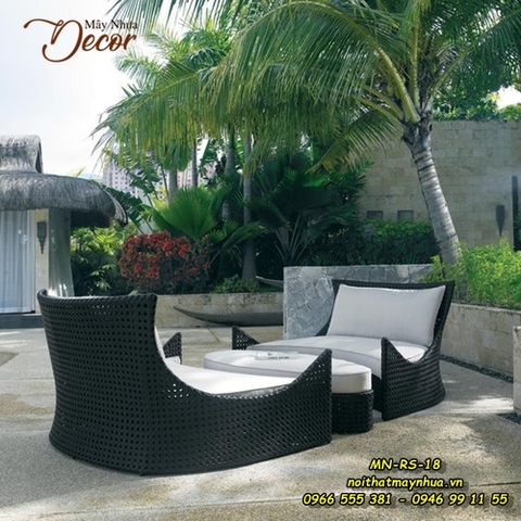 Bàn ghế mây nhựa Resort 018