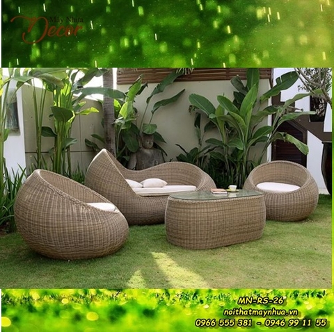 Bàn ghế mây nhựa Resort 026
