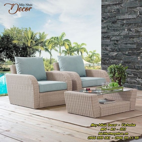 Bàn ghế mây nhựa Resort 003