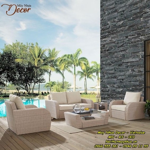 Bàn ghế mây nhựa Resort 003