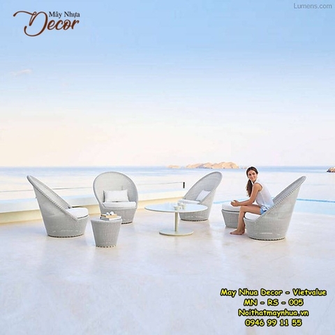 Bàn ghế mây nhựa Resort 005