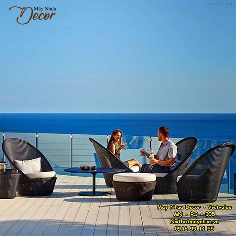 Bàn ghế mây nhựa Resort 005