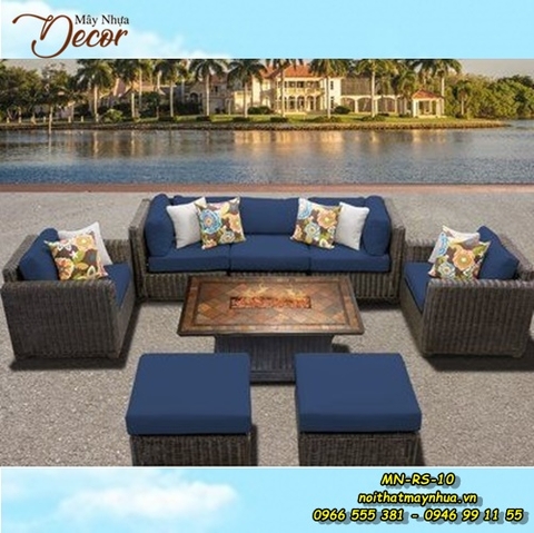 Bàn ghế mây nhựa Resort 010