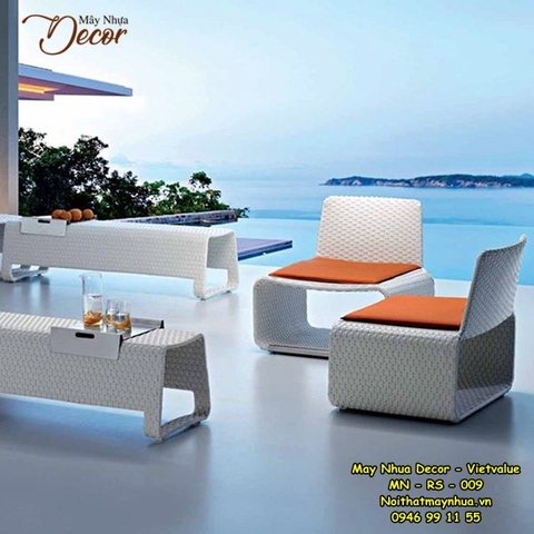 Bàn ghế mây nhựa Resort 009