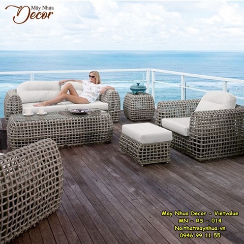 Bàn ghế mây nhựa Resort 014