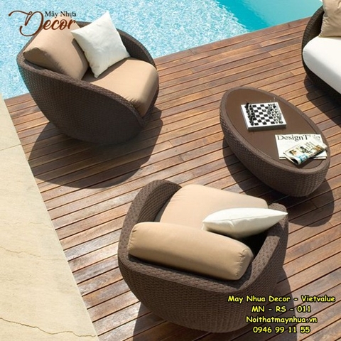 Bàn ghế mây nhựa Resort 011