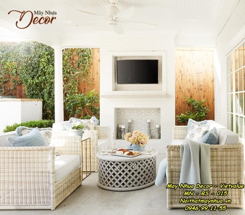Bàn ghế mây nhựa Resort 015