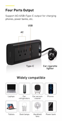 Tẩu sạc xe hơi 150W kèm ổ điện Baseus Power Inverter