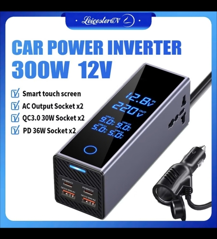 Bộ chuyển nguồn tẩu sạc ô tô 12V sang 220V công suất cao 300W