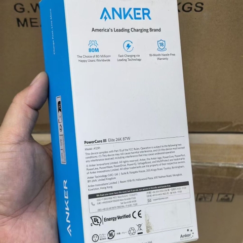 Pin sạc dự phòng Anker Power 3 87W PD 25.600mAh A1291