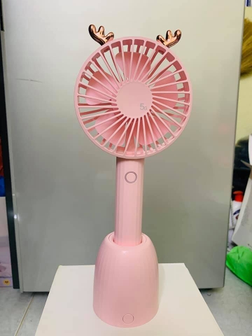 Quạt mini tai thú kute, kèm dock sạc xoay 5G Fan