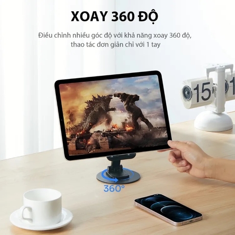 Giá đỡ điện thoại Robot hợp kim nhôm, xoay 360 độ