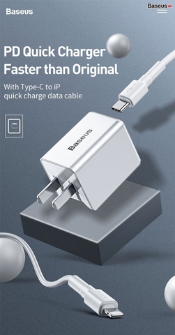 Combo sạc nhanh Baseus Traveler Series PD cho iPhone (18W, Type C support Power Delivery)