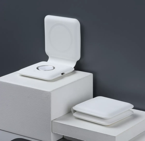 Bộ Sạc Magsafe Dual HOCE 2 in 1 Cho Điện Thoại iPhone 12, 12 Pro Max, Apple Watch chuẩn Không Dây Qi 15W