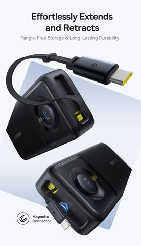 Pin Dự Phòng Tích Hợp Cáp Sạc Dây Rút Gọn Baseus Free2Pull 65W 20000mAh