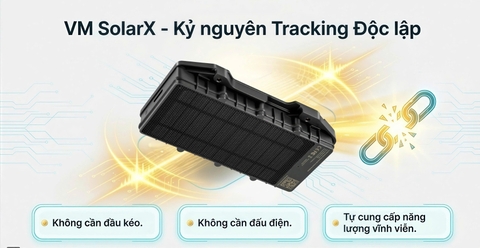 Thiết bị định vị năng lượng mặt trời quản lý xe rơ-moóc, container, xe cơ giới, xe công trình VM Solar X