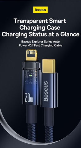 Cáp Sạc nhanh Tự Ngắt C to Lightning Gen2 Baseus Explorer Series cho iPhone/ iPad PD 20W