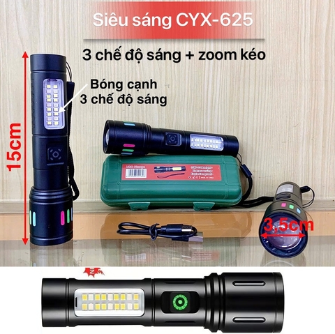 Đèn Pin Sạc Siêu Sáng Có Zoom CYX-625