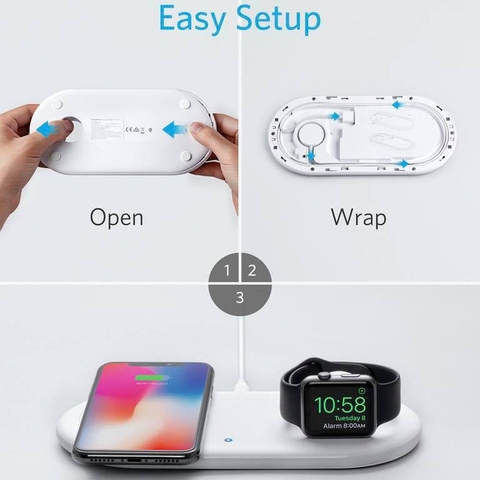 DOCK sạc 2 in 1 PowerWave+Pad with Watch Holder hàng chính hãng ANKER
