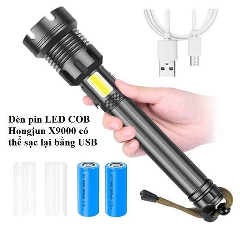 Đèn Pin LED COB siêu sáng Hongjun X9000