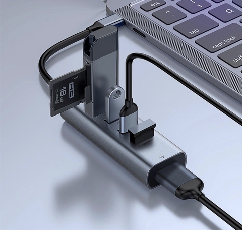 HUB CHUYỂN THÔNG MINH BASEUS 5 IN 1 TYPE-C SANG 4 FEMALE USB 3.0 4K HD