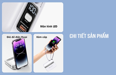 Củ sạc kiêm sạc dự phòng đa năng 15000mah 45W Remax RPP-588