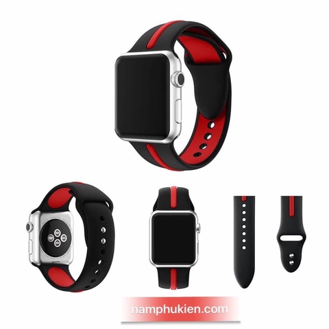 Dây cao su Sport sọc 2 màu thể thao full size cho Apple Watch