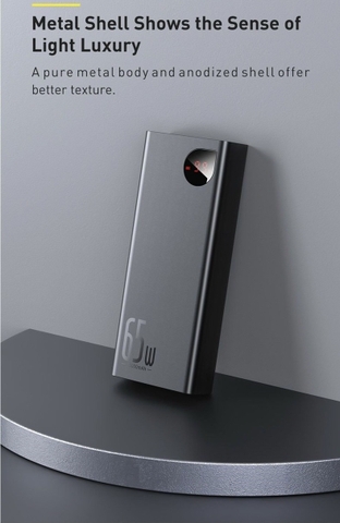 Pin dự phòng sạc nhanh Baseus Adaman Metal 65W, 20000mAh, QC3.0/ PD3.0/ SCP/ AFC