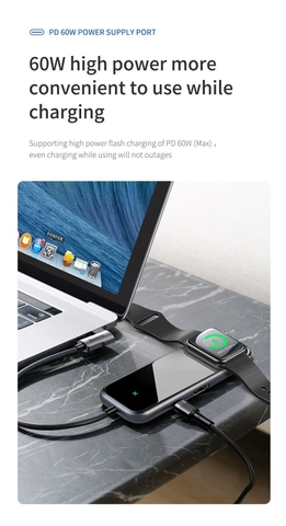Hub chuyển đa năng tích hợp sạc Apple Watch Baseus Superlative Multifunctional 6 in 1 (Type-C to USB3.0 *2 + HDMI + Audio + PD + iWatch wireless charger)