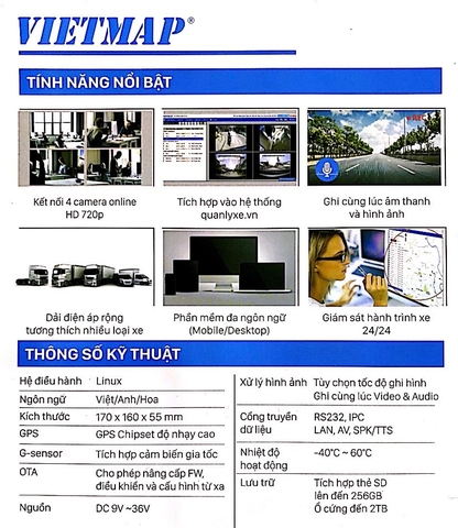 Hệ thống camera quay online Vietmap giám sát xe tải, xe khách