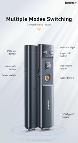 Bút Laser trình chiếu Baseus Orange Dot Wireless Presenter cho Laptop/ Macbook