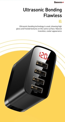 Củ sạc đa năng 4 cổng USB Baseus Mirror Lake Digital Display ( 30W, 4 Ports USB, Travel Charger)