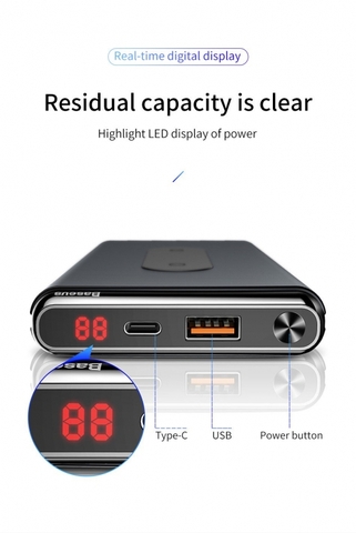 Pin sạc dự phòng không dây Baseus Dual Coil Wireless LV315 10,000mAh QC3.0