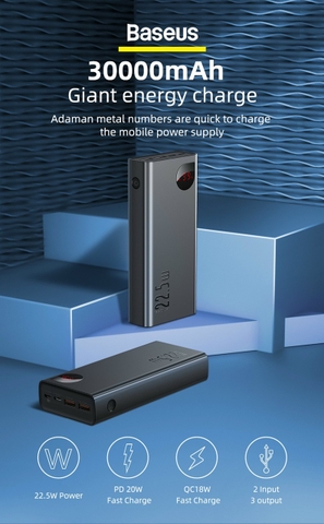 Pin dự phòng sạc nhanh 22,5W Baseus Adaman 30,000mah
