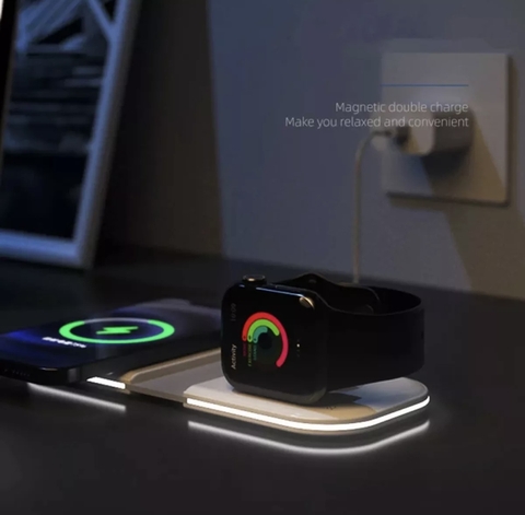Bộ Sạc Không Dây HOCE Dual MagSafe Cho iPhone 12 Pro Max, Apple Watch, Airpods