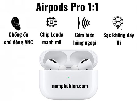 Airpods pro chip Louda 1562A hồng ngoại xuyên âm, chống ồn ANC 35db