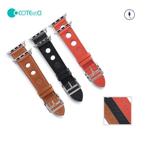 Dây Da H series đục lỗ lớn dành cho Apple watch chính hãng Coteetci