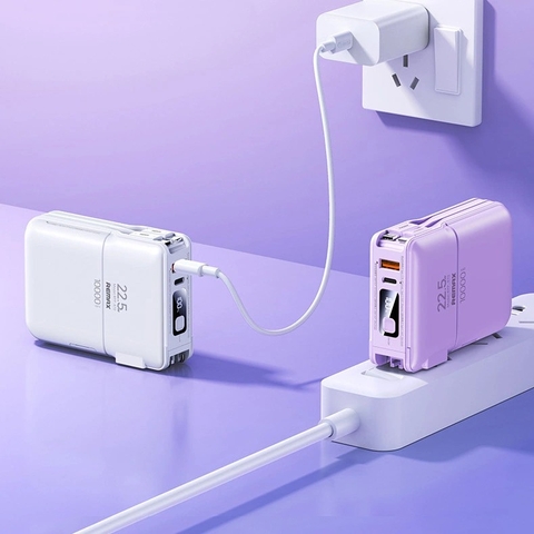 Pin sạc dự phòng đa năng kiêm củ sạc 10000mah 22.5W Remax RPP-670