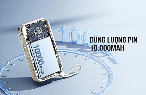 Pin dự phòng kiêm củ sạc kèm dây 10000mAh 22.5W Remax RPP-105