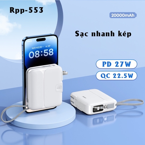 Củ sạc kiêm sạc dự phòng đa năng 3in1 20000mAh Remax RPP-553