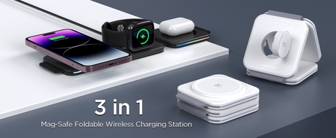 Đế sạc nhanh không dây 22.5W gấp gọn 3in1 Remax RP-W72