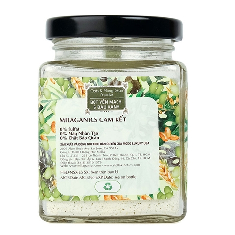 Bột Yến mạch Đậu xanh thiên nhiên MILAGANICS 100g